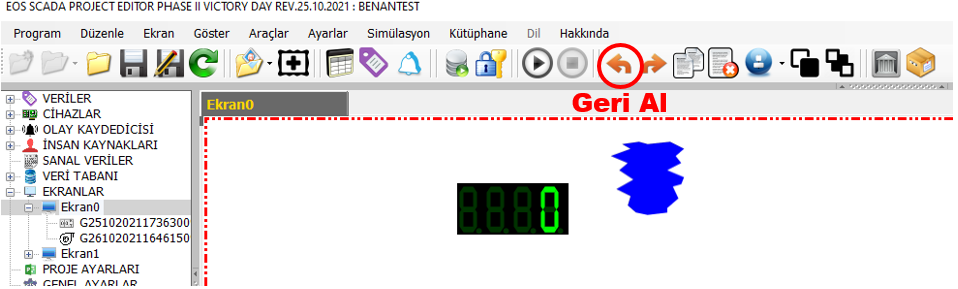 EOS SCADA Editor GERİ AL butonu
