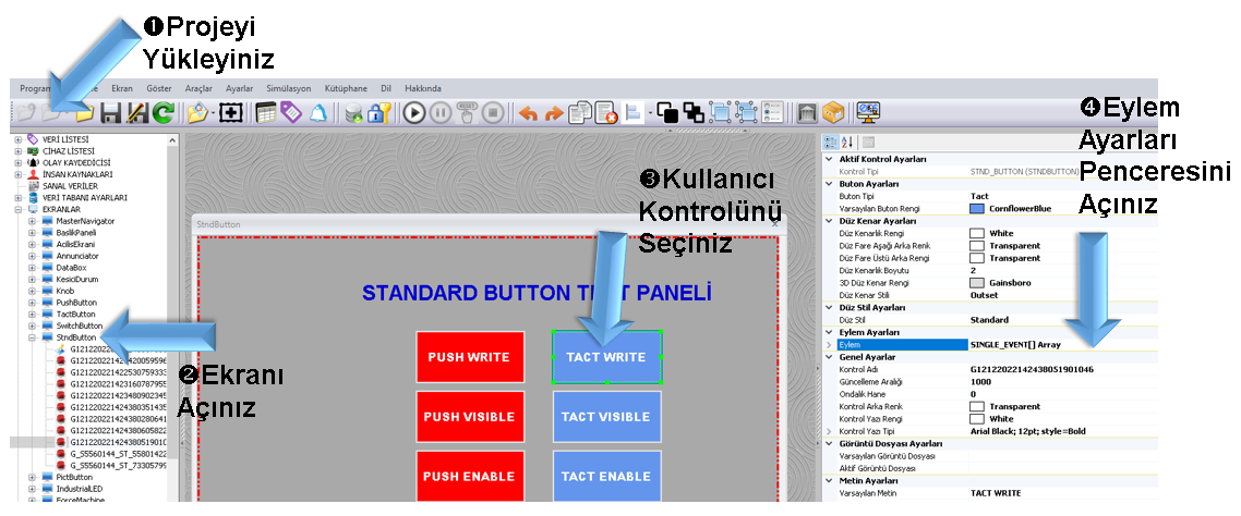 EOS SCADA Editor kullanıcı kontrolü ayarları