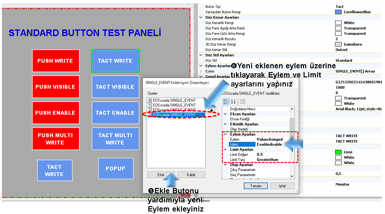 EOS SCADA Valuechanged Enabledisable eylem ayarları
